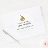 Einfach aus der Goldene Sailboat-Buchzeichen Runder Aufkleber (Umschlag)
