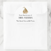 Einfach aus der Goldene Sailboat-Buchzeichen Runder Aufkleber (Tasche)