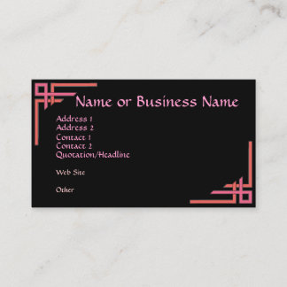 Einfach ausgefeilte rosa Art Déco Business Card Visitenkarte
