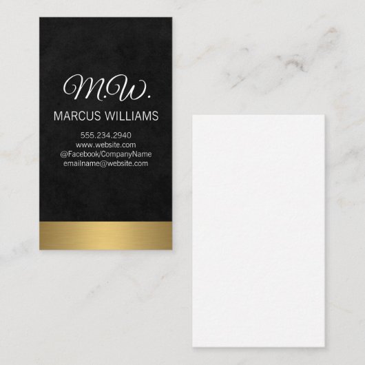 Einfach ausgeklügelt / elegant Monogramm / schwarz Visitenkarte (Vorne/Hinten)