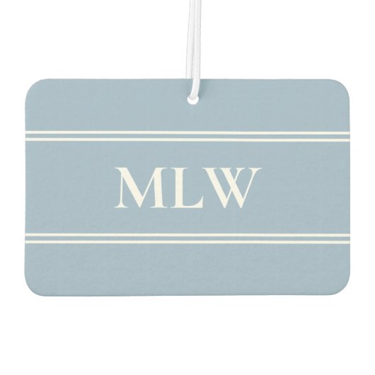 Einfach Baby Blue und White Monogram Autolufterfrischer (Rückseite)