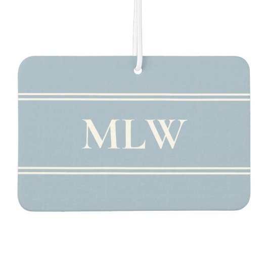 Einfach Baby Blue und White Monogram Autolufterfrischer (Vorderseite)