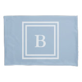 Einfach Baby Blue und White Monogramm Kissenbezug (Vorderseite)