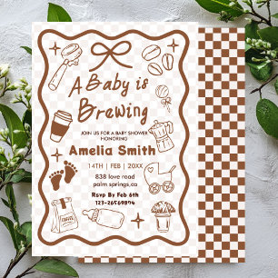 Einfach Baby Is Brewing Doodle Coffee Baby Shower Einladung