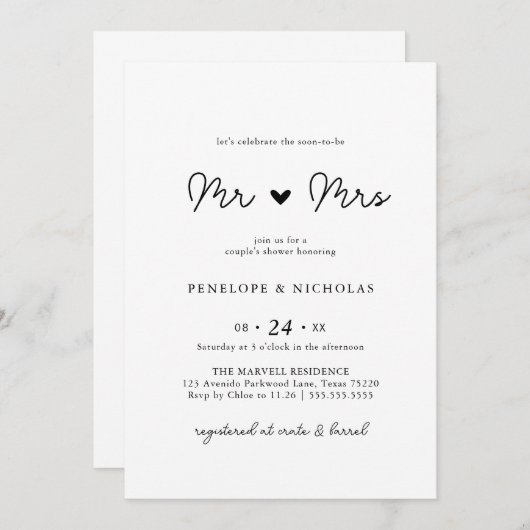 Einfach bald Mr. & Mrs. Couple Brautparty sein Einladung (Vorne/Hinten)