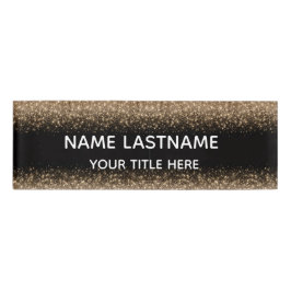 Einfach Basic Minimal Schwarz & Glitter Weiß Namenschild