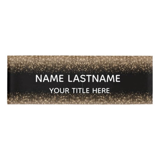 Einfach Basic Minimal Schwarz & Glitter Weiß Namenschild (Vorderseite)