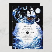 Einfach bearbeitbares Adventure Pirate Birthday Einladung (Vorne/Hinten)