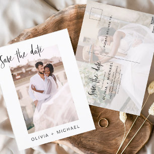 Einfach bearbeitbares Save the Date Foto Minimalis Postkarte