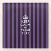 Einfach BEHALTEN CALM mit Lila Streifen Glasuntersetzer (Vorderseite)