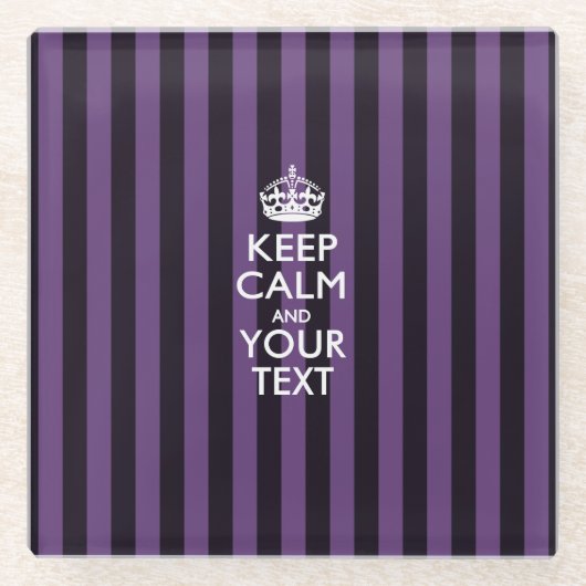 Einfach BEHALTEN CALM mit Lila Streifen Glasuntersetzer (Vorderseite)