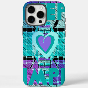Einfach behalten: Cyan Heart & Clarity Pattern Art iPhone 16 Pro Max Hülle