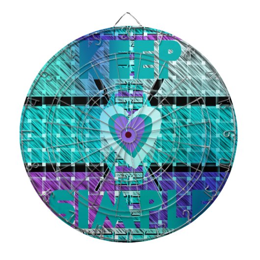 Einfach behalten: Cyan Heart & Clarity Pattern Art Dartscheibe (vorne)