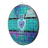 Einfach behalten: Cyan Heart & Clarity Pattern Art Dartscheibe (Vorderseite rechts)