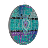 Einfach behalten: Cyan Heart & Clarity Pattern Art Dartscheibe (Vorderseite Links)