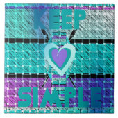 Einfach behalten: Cyan Heart & Clarity Pattern Art Fliese (Vorderseite)