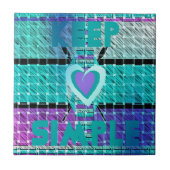 Einfach behalten: Cyan Heart & Clarity Pattern Art Fliese (Vorderseite)