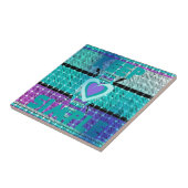 Einfach behalten: Cyan Heart & Clarity Pattern Art Fliese (Seite)