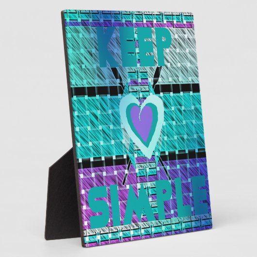 Einfach behalten: Cyan Heart & Clarity Pattern Art Fotoplatte (Seite)