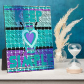 Einfach behalten: Cyan Heart & Clarity Pattern Art Fotoplatte (Seite)