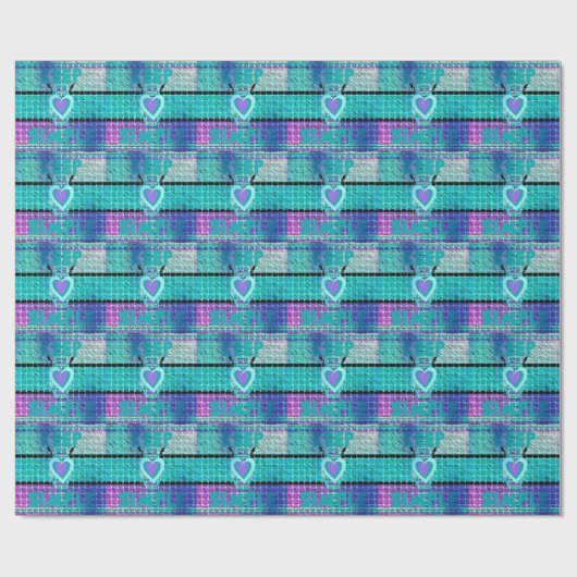Einfach behalten: Cyan Heart & Clarity Pattern Art Geschenkpapier (Flach)