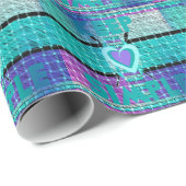 Einfach behalten: Cyan Heart & Clarity Pattern Art Geschenkpapier (Rolleneckpunkt)