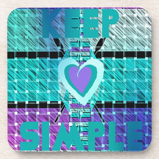 Einfach behalten: Cyan Heart & Clarity Pattern Art Getränkeuntersetzer (Vorderseite)