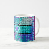 Einfach behalten: Cyan Heart & Clarity Pattern Art Kaffeetasse (VorderseiteRechts)