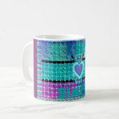 Einfach behalten: Cyan Heart & Clarity Pattern Art Kaffeetasse (Vorderseite Links)