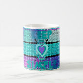 Einfach behalten: Cyan Heart & Clarity Pattern Art Kaffeetasse (Mittel)