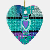 Einfach behalten: Cyan Heart & Clarity Pattern Art Keramikornament (Rechts)