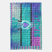 Einfach behalten: Cyan Heart & Clarity Pattern Art Küchentuch (Vertikal)