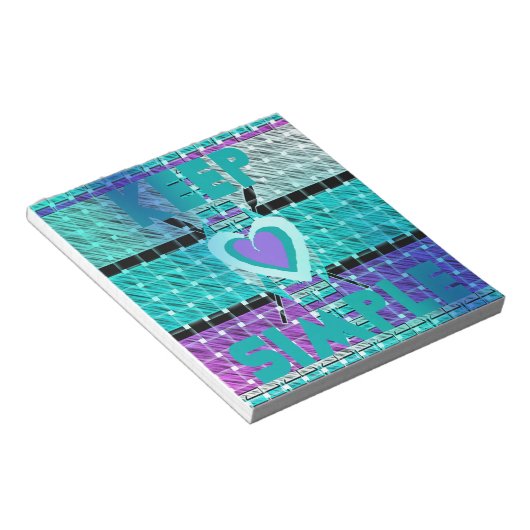 Einfach behalten: Cyan Heart & Clarity Pattern Art Notizblock (angewinkelt)