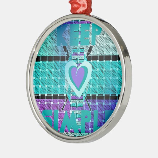 Einfach behalten: Cyan Heart & Clarity Pattern Art Ornament Aus Metall (Links)