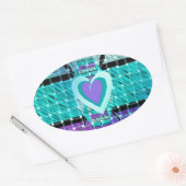 Einfach behalten: Cyan Heart & Clarity Pattern Art Ovaler Aufkleber (Umschlag)