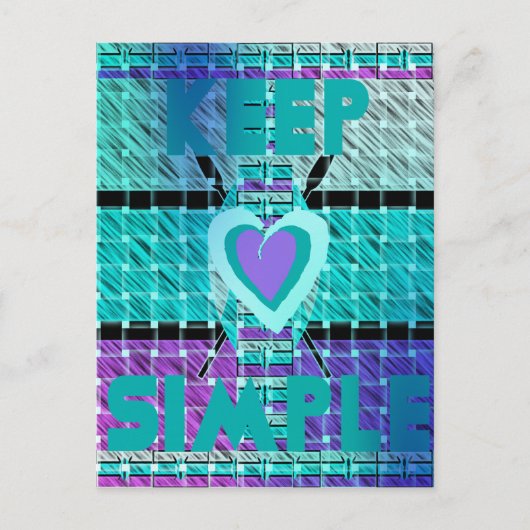 Einfach behalten: Cyan Heart & Clarity Pattern Art Postkarte (Vorderseite)