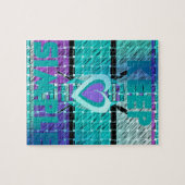Einfach behalten: Cyan Heart & Clarity Pattern Art Puzzle (Horizontal)