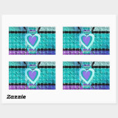 Einfach behalten: Cyan Heart & Clarity Pattern Art Rechteckiger Aufkleber (Blatt)