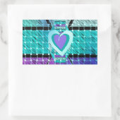 Einfach behalten: Cyan Heart & Clarity Pattern Art Rechteckiger Aufkleber (Tasche)