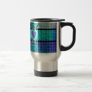 Einfach behalten: Cyan Heart & Clarity Pattern Art Reisebecher