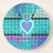 Einfach behalten: Cyan Heart & Clarity Pattern Art Sandstein Untersetzer (Vorne)