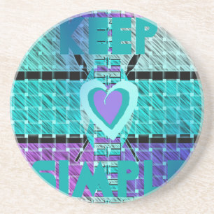 Einfach behalten: Cyan Heart & Clarity Pattern Art Sandstein Untersetzer