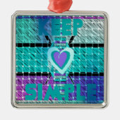 Einfach behalten: Cyan Heart & Clarity Pattern Art Silbernes Ornament (Vorne)