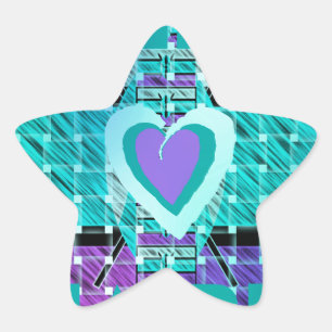 Einfach behalten: Cyan Heart & Clarity Pattern Art Stern-Aufkleber