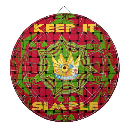 Einfach behalten: Fett Golden Red Woven Floral Pri Dartscheibe (vorne)