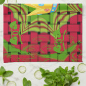 Einfach behalten: Fett Golden Red Woven Floral Pri Geschirrtuch (Gefaltet)