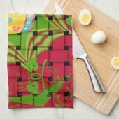 Einfach behalten: Fett Golden Red Woven Floral Pri Geschirrtuch (Viertel Falte)