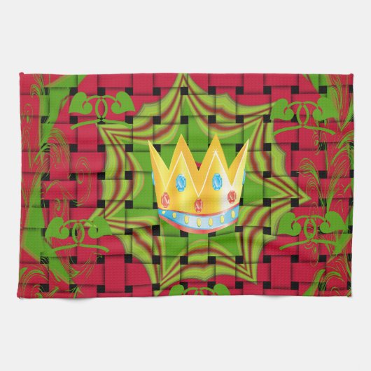 Einfach behalten: Fett Golden Red Woven Floral Pri Geschirrtuch (Horizontal)