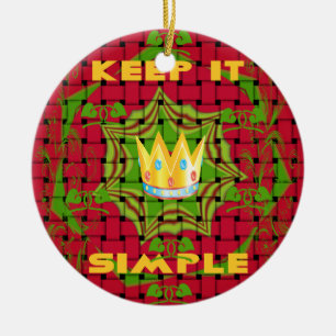 Einfach behalten: Fett Golden Red Woven Floral Pri Keramik Ornament