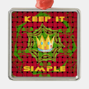 Einfach behalten: Fett Golden Red Woven Floral Pri Ornament Aus Metall